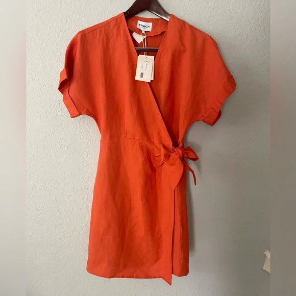 NWT NORDSTROM FRNCH Paris Wrap Woven Dress Linen Blend.  Business Casual - Picture 5 of 8